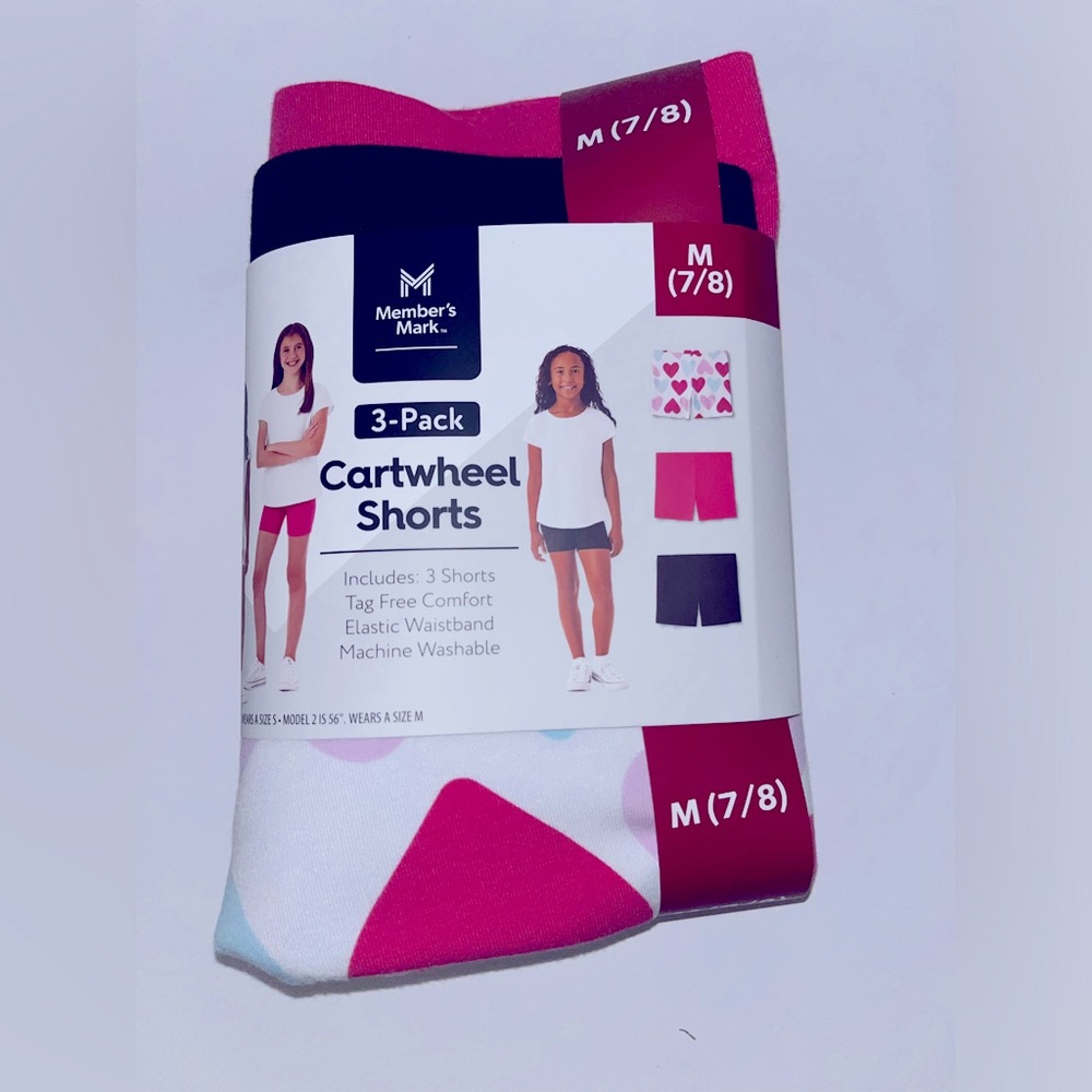Members Mark Girl’s 3 Pack Cartwheel Shorts Multiple sizes